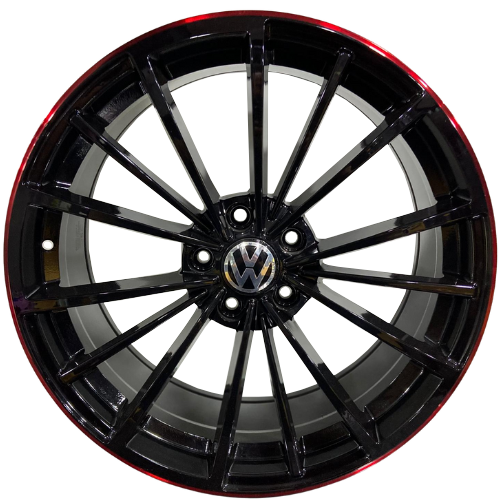 Volkswagen Uyumlu Powcan BK-5937 8.0X19 5X112 ET45 57.1 Black Red Lip Jant