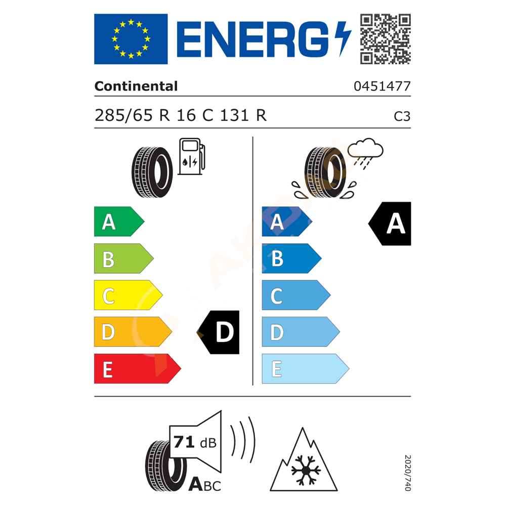 285/65/16C VANCONTACT A/S 131R 10PR M+S* (KAR ARMALI) CONTINENTAL